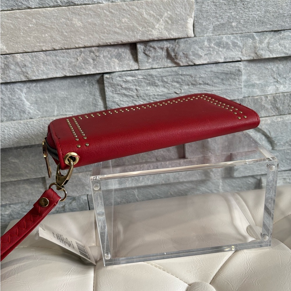 Red Studded Wristlet Wallet NWT